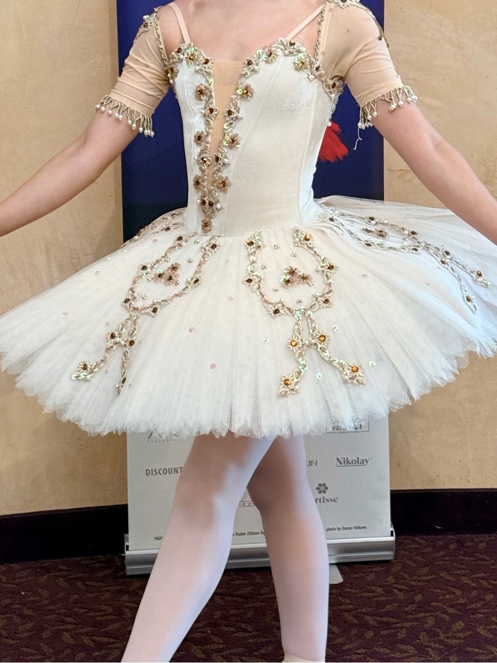 Ivory & Gold Embellished Classical Ballet Tutu